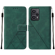 Custodia Portafoglio In Pelle Cover con Supporto YB2 per Xiaomi Redmi Note 12 Turbo 5G Verde