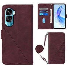 Custodia Portafoglio In Pelle Cover con Supporto YB3 per Huawei Honor 90 Lite 5G Rosso