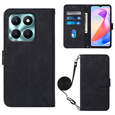 Custodia Portafoglio In Pelle Cover con Supporto YB3 per Huawei Honor X6a Nero