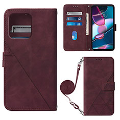 Custodia Portafoglio In Pelle Cover con Supporto YB3 per Motorola Moto Edge 40 Pro 5G Rosso