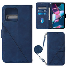 Custodia Portafoglio In Pelle Cover con Supporto YB3 per Motorola Moto Edge Plus (2023) 5G Blu