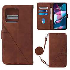 Custodia Portafoglio In Pelle Cover con Supporto YB3 per Motorola Moto Edge Plus (2023) 5G Marrone