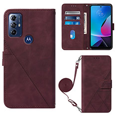 Custodia Portafoglio In Pelle Cover con Supporto YB3 per Motorola Moto G Play Gen 2 Rosso