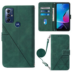 Custodia Portafoglio In Pelle Cover con Supporto YB3 per Motorola Moto G Play Gen 2 Verde