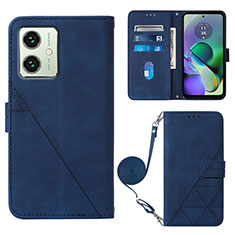 Custodia Portafoglio In Pelle Cover con Supporto YB3 per Motorola Moto G54 5G Blu