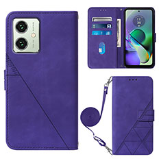 Custodia Portafoglio In Pelle Cover con Supporto YB3 per Motorola Moto G54 5G Viola