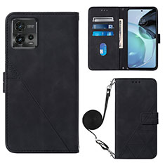 Custodia Portafoglio In Pelle Cover con Supporto YB3 per Motorola Moto G72 Nero