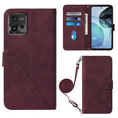 Custodia Portafoglio In Pelle Cover con Supporto YB3 per Motorola Moto G72 Rosso