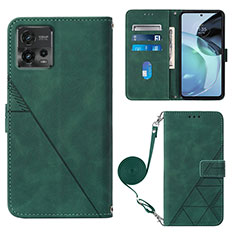 Custodia Portafoglio In Pelle Cover con Supporto YB3 per Motorola Moto G72 Verde