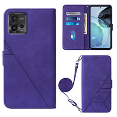 Custodia Portafoglio In Pelle Cover con Supporto YB3 per Motorola Moto G72 Viola