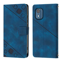 Custodia Portafoglio In Pelle Cover con Supporto YB3 per Nokia C02 Blu