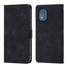 Custodia Portafoglio In Pelle Cover con Supporto YB3 per Nokia C02 Nero