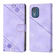 Custodia Portafoglio In Pelle Cover con Supporto YB3 per Nokia C02 Viola