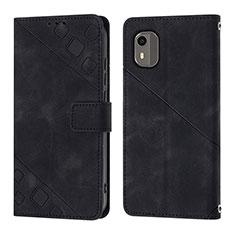 Custodia Portafoglio In Pelle Cover con Supporto YB3 per Nokia C12 Nero