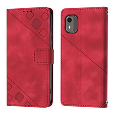 Custodia Portafoglio In Pelle Cover con Supporto YB3 per Nokia C12 Plus Rosso