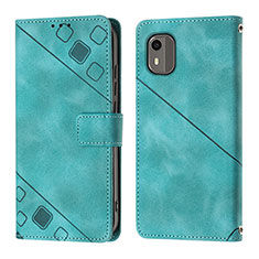 Custodia Portafoglio In Pelle Cover con Supporto YB3 per Nokia C12 Plus Verde