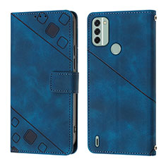 Custodia Portafoglio In Pelle Cover con Supporto YB3 per Nokia C31 Blu