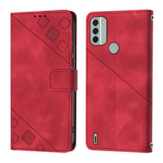 Custodia Portafoglio In Pelle Cover con Supporto YB3 per Nokia C31 Rosso