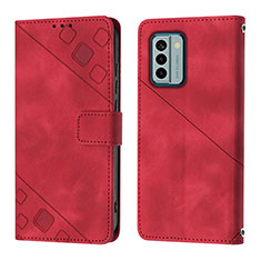 Custodia Portafoglio In Pelle Cover con Supporto YB3 per Nokia G22 Rosso