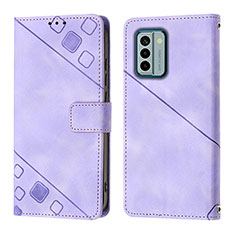 Custodia Portafoglio In Pelle Cover con Supporto YB3 per Nokia G22 Viola