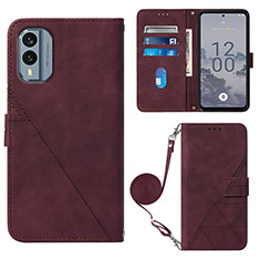 Custodia Portafoglio In Pelle Cover con Supporto YB3 per Nokia X30 5G Rosso