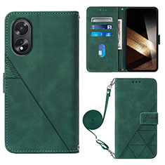 Custodia Portafoglio In Pelle Cover con Supporto YB3 per Oppo A18 Verde