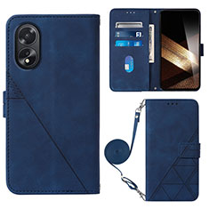 Custodia Portafoglio In Pelle Cover con Supporto YB3 per Oppo A58 4G Blu