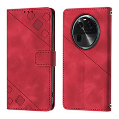 Custodia Portafoglio In Pelle Cover con Supporto YB3 per Oppo Find X6 Pro 5G Rosso