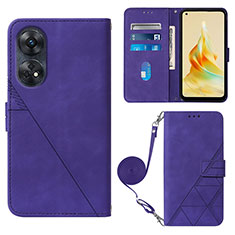 Custodia Portafoglio In Pelle Cover con Supporto YB3 per Oppo Reno8 T 4G Viola