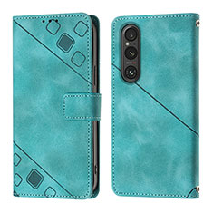 Custodia Portafoglio In Pelle Cover con Supporto YB3 per Sony Xperia 1 V Verde