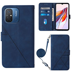 Custodia Portafoglio In Pelle Cover con Supporto YB3 per Xiaomi Poco C55 Blu