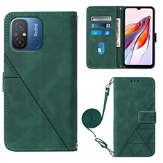 Custodia Portafoglio In Pelle Cover con Supporto YB3 per Xiaomi Poco C55 Verde