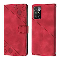 Custodia Portafoglio In Pelle Cover con Supporto YB3 per Xiaomi Redmi 10 Prime Rosso