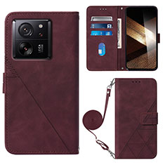 Custodia Portafoglio In Pelle Cover con Supporto YB3 per Xiaomi Redmi K60 Ultra 5G Rosso