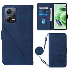 Custodia Portafoglio In Pelle Cover con Supporto YB3 per Xiaomi Redmi Note 12 5G Blu