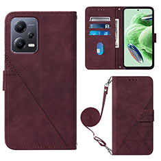 Custodia Portafoglio In Pelle Cover con Supporto YB3 per Xiaomi Redmi Note 12 5G Rosso