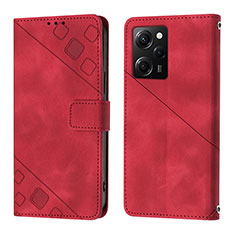 Custodia Portafoglio In Pelle Cover con Supporto YB3 per Xiaomi Redmi Note 12 Pro Speed 5G Rosso