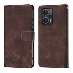 Custodia Portafoglio In Pelle Cover con Supporto YB3 per Xiaomi Redmi Note 12 Turbo 5G Marrone