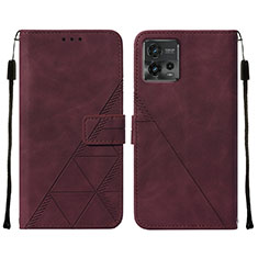 Custodia Portafoglio In Pelle Cover con Supporto YB4 per Motorola Moto G72 Rosso