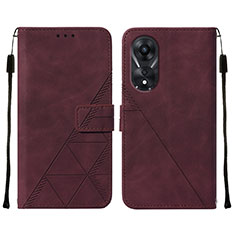 Custodia Portafoglio In Pelle Cover con Supporto YB4 per Oppo A78 5G Rosso