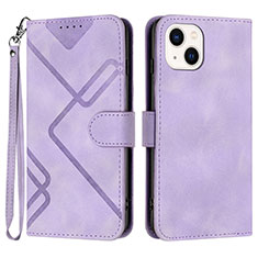 Custodia Portafoglio In Pelle Cover con Supporto YX1 per Apple iPhone 15 Plus Lavanda