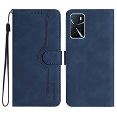 Custodia Portafoglio In Pelle Cover con Supporto YX1 per Oppo A16 Blu