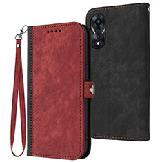 Custodia Portafoglio In Pelle Cover con Supporto YX1 per Oppo A18 Rosso