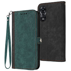 Custodia Portafoglio In Pelle Cover con Supporto YX1 per Oppo A58 4G Verde