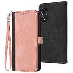 Custodia Portafoglio In Pelle Cover con Supporto YX1 per Oppo A78 4G Oro Rosa