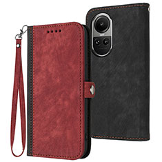 Custodia Portafoglio In Pelle Cover con Supporto YX1 per Oppo Reno10 Pro 5G Rosso