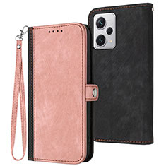 Custodia Portafoglio In Pelle Cover con Supporto YX1 per Xiaomi Redmi Note 12 Explorer Oro Rosa