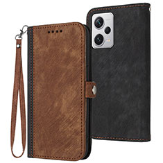 Custodia Portafoglio In Pelle Cover con Supporto YX1 per Xiaomi Redmi Note 12 Pro 5G Marrone