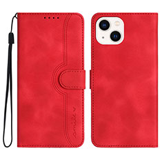 Custodia Portafoglio In Pelle Cover con Supporto YX2 per Apple iPhone 15 Rosso Rosa