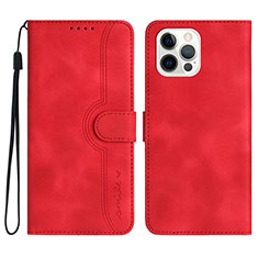 Custodia Portafoglio In Pelle Cover con Supporto YX2 per Apple iPhone 16 Pro Rosso Rosa